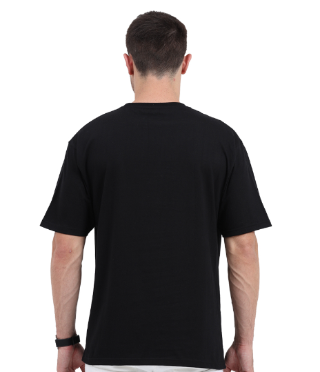 Engineer's Special - Men's Black Down Shoulder Oversized Printed Tshirt