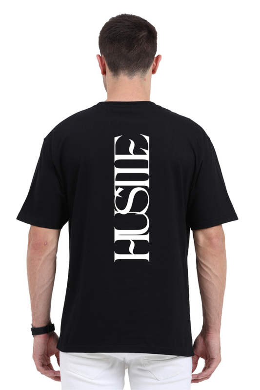 buy black oversized tshirts, black tshirts ,Hustle Printed Premium Oversized Tshirt