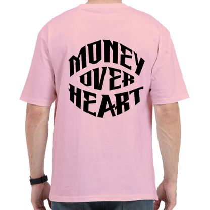 Money Over Heart Tshirt Designs | Premium 240 Gsm Oversized Tshirt | Rebel Looks,tshirt designs,oversized tshirt,rebel looks,luxury,baby pink tshirt,baby pink oversized tshirt