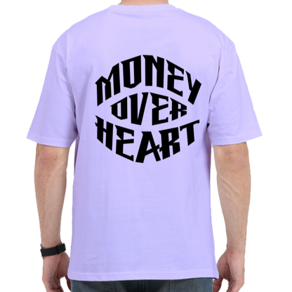 Money Over Heart Tshirt Designs | Premium 240 Gsm Oversized Tshirt | Rebel Looks,tshirt designs,oversized tshirt,rebel looks,luxury,lavender tshirt,lavender oversized tshirt