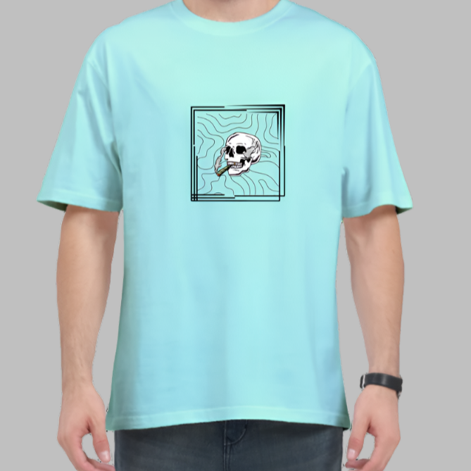 Smoking Skull Tshirt Design - Premium 240 Gsm Oversized Tshirt For Men,tshirt designs,   Buy oversized tshirt, oversized tshirt for men, loose t shirt styling, Available in multiple shirt colour, Trending tshirts designs, xl size shirt, xxxl t shirts, 