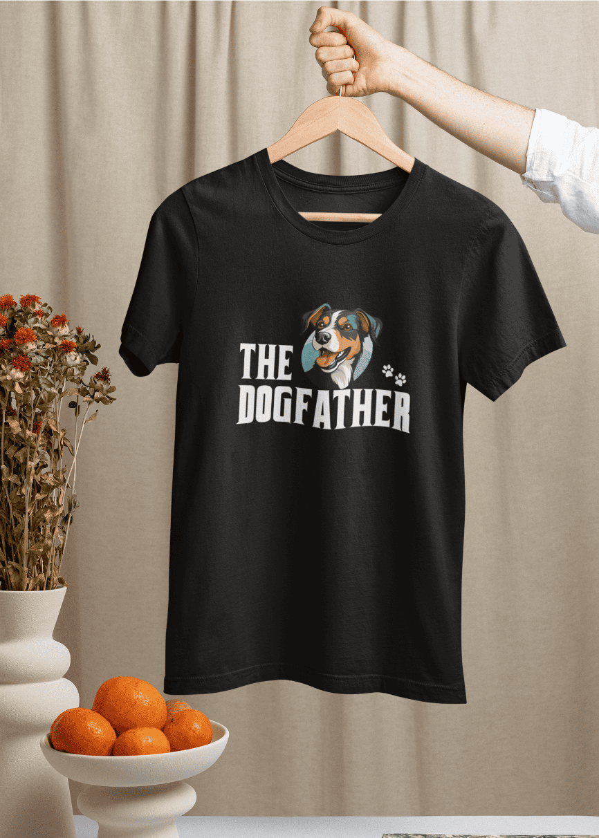 The Dogfather T Shirt Design - Premium 180 Gsm Classic Fit Tshirt, black tshirt