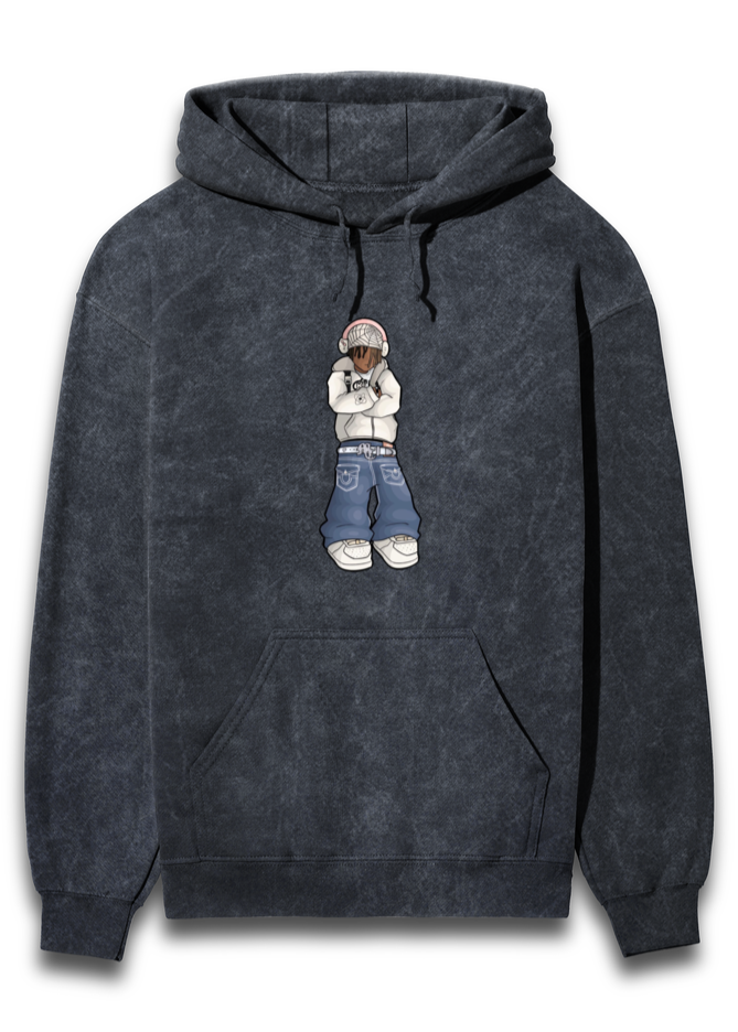 Introvert acid wash hoodies for men