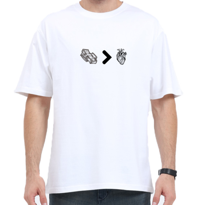 Money Over Heart Tshirt Designs | Premium 240 Gsm Oversized Tshirt | Rebel Looks,tshirt designs,oversized tshirt,rebel looks,luxury,white tshirt,white oversized tshirt