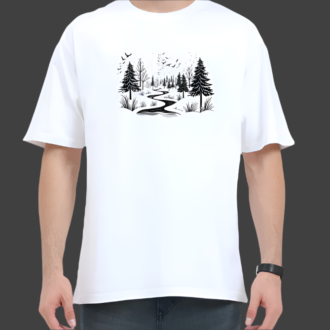 Snowy Tree Oversized tshirt,rebellooks